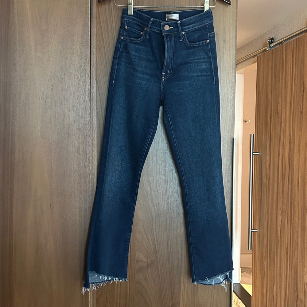 MOTHER Dark Blue Denim with Raw Hem